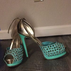 Gold/Teal studded shoes